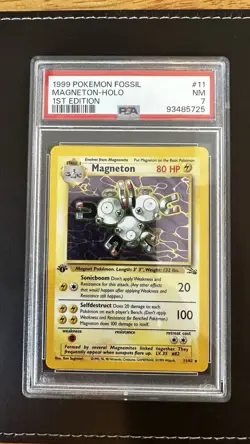 Magneton 11/62 Fossil 1999 Holo Rare Pokemon Card WOTC TCG 1st Edition PSA 7 - Image 1