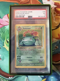 Pokemon TCG Venusaur 15/102 Base 1st Edition Shadowless Holo PSA 5 THICK STAMP - Image 1