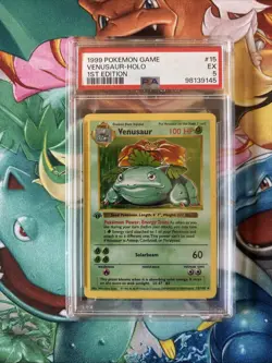 Pokemon TCG Venusaur 15/102 Base 1st Edition Shadowless Holo PSA 5 THICK STAMP - Image 3