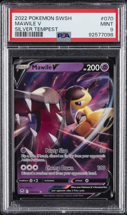 2022 POKEMON SWORD & SHIELD SILVER TEMPEST #070 MAWILE V PSA 9 - Image 1