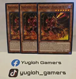 YUGIOH BLACKWING ZONDA THE DUSK X3 COMMON DABL LIGHT PLAYED - Image 1