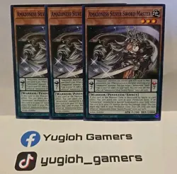 YUGIOH AMAZONESS SILVER SWORD MASTER X3 COMMON DIFFERENT SETS LIGHT PLAYED - Image 1