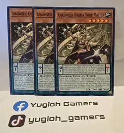 YUGIOH AMAZONESS GOLDEN WHIP MASTER X3 COMMON DABL LIGHT PLAYED - Image 1