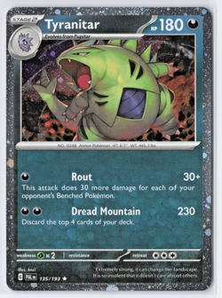 Pokemon TCG Tyranitar 135/193 Cosmo Holo Paldea Evolved NM - Image 1