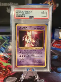 PSA 8 NM-MINT Mewtwo Japanese Glossy Pokemon 1999 CD Promo #150 - Image 1