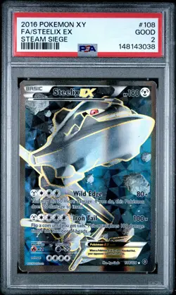 2016 POKEMON XY STEAM SIEGE #108 FULL ART/STEELIX EX PSA 2 - Image 1