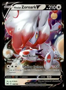 Hisuian Zoroark V 146/196 Holo V Rare Lost Origin Pokemon Near Mint - Image 1