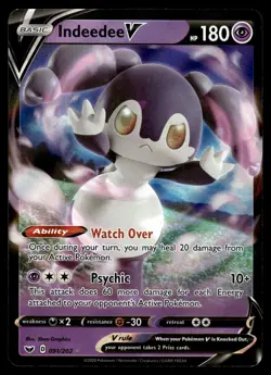 Indeedee V 091/202 Holo V Rare Sword & Shield Pokemon Near Mint - Image 1