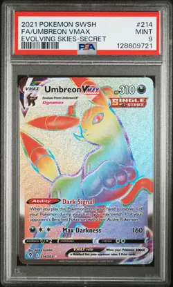 2021 POKEMON SWORD & SHIELD EVOLVING SKIES SECRET FULL ART/UMBREON VMAX PSA 9 - Image 1