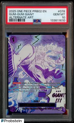 2025 One Piece PRB02 EN Alternate Art #078 Gum-Gum Giant PSA 10 GEM MINT - Image 1
