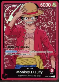 2022 One Piece ST01 EN Super Pre-Release #001 Monkey D Luffy - Image 1