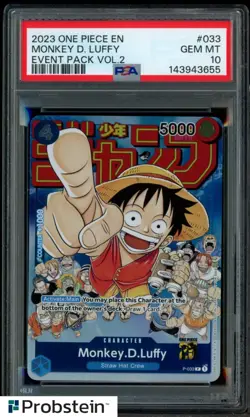 2023 One Piece EN Event Pack Vol. 2 #033 Monkey D. Luffy PSA 10 GEM MINT - Image 1