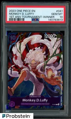 2023 One Piece EN 1st Anniversary Tournament Winner #041 Monkey D Luffy PSA 10 - Image 1