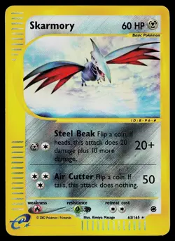 Pokemon Card - Skarmory Expedition Base Set 63/165 Reverse Holo Rare - Image 1