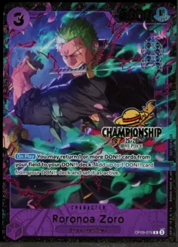 2025 One Piece OP09-076 Roronoa Zoro Top 16 Regional Championship Card - Image 1