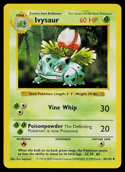 Pokemon Card - Ivysaur Base Set Shadowless 30/102 Uncommon - Image 1