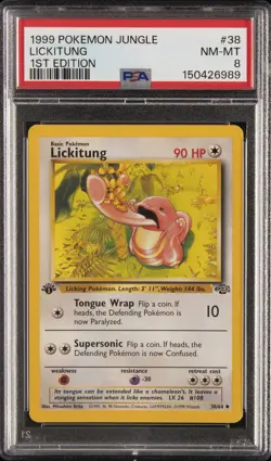 1999 POKEMON JUNGLE 1ST EDITION #38 LICKITUNG PSA 8 - Image 1
