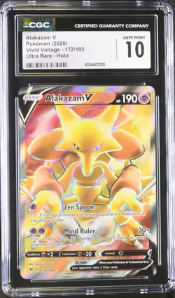🧠✨ CGC 10 | Alakazam V 172/185 Ultra Rare | Vivid Voltage 2020 - Image 1