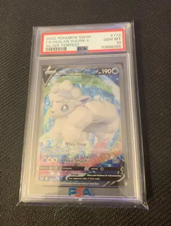 Pokemon TCG Alolan Vulpix V (Full Art) Silver Tempest 173/195 PSA 10 🔥 - Image 1