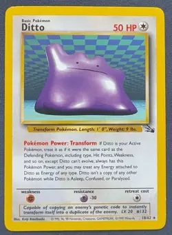 Pokemon TCG Ditto 18/62 Fossil Set Non Holo Rare Vintage - Image 1