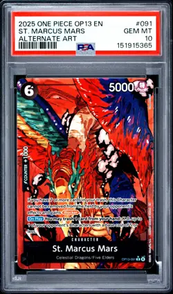 2025 ONE PIECE OP13-CARRYING ON HIS WILL ALTERNATE ART ST. MARCUS MARS PSA 10 - Image 1