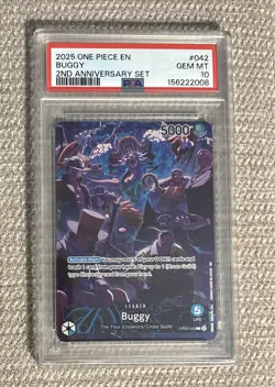 Buggy OP09-042 PSA 10 EN 2nd Anniversary Set 2025 ONE PIECE Card English - Image 1