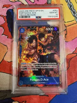 2025 ONE PIECE OP08-052 ROYAL BLOOD PORTGAS D ACE TREASURE RARE PSA 10 GEM MINT - Image 1