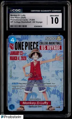 2026 One Piece EN College Basketball US Voyage #055 Monkey D Luffy CGC 10 - Image 1