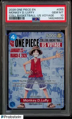 2026 One Piece EN College Basketball US Voyage #055 Monkey D Luffy PSA 10 - Image 1