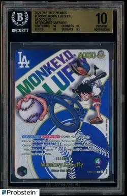 2025 One Piece Promos Dodgers X One Piece Night Monkey D. Luffy BGS 10 PRISTINE - Image 1