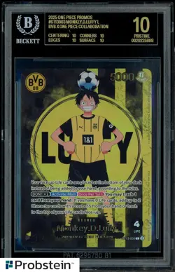 2025 BVB X ONE PIECE MATCH DAY PROMOS #003 MONKEY D. LUFFY BGS 10 BLACK LABEL - Image 1