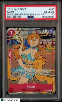 2024 One Piece English Version 1st Anniversary Set #016 Nami PSA 10 GEM MINT - Image 1