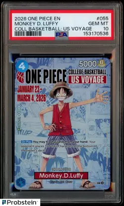 2026 One Piece EN College Basketball US Voyage #055 Monkey D Luffy PSA 10 - Image 1