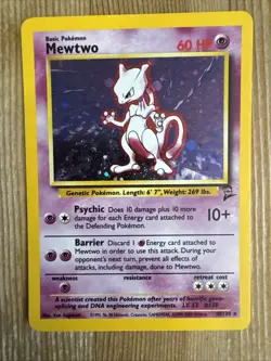 Mewtwo - 10/130 - Pokemon Base Set 2 Holo Rare Card WOTC LP - Image 1