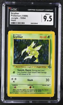 CGC 9.5 MINT+ Scyther 1999 Jungle 10/64 Holo Pokemon Card - Image 1