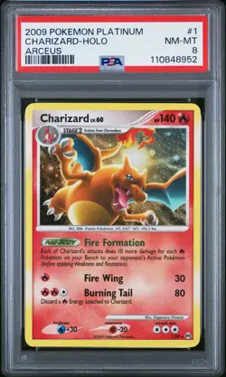 Charizard Holo Rare 1/99 Platinum Arceus Pokemon Card PSA 8 - Image 1