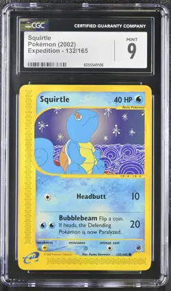 CGC 9 MINT Squirtle 2002 Expedition 132/165 Pokemon Card - Image 1