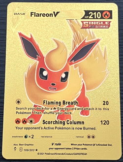 Flareon V Basic Premium Gold Foil Fan Art Vinyl Textured Pokemon Card - Image 1