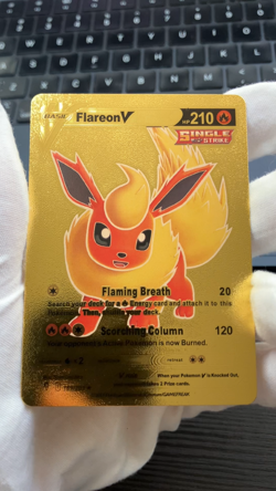 Flareon V Basic Premium Gold Foil Fan Art Vinyl Textured Pokemon Card - Image 2