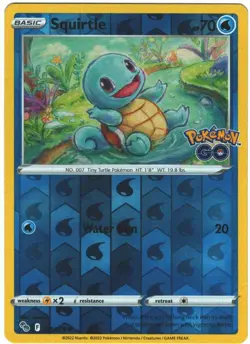Squirtle 15/78 Pokemon GO Set Reverse Holo Common Pokemon Card TCG - Image 1