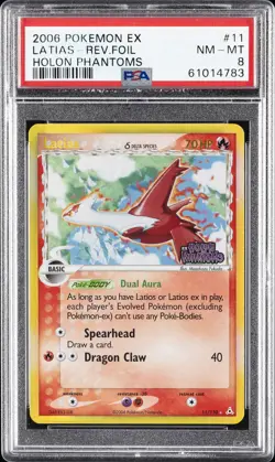 2006 POKEMON EX HOLON PHANTOMS #11 LATIAS-REVERSE FOIL PSA 8 - Image 1