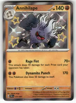 Annihilape 171/091 Shiny Rare Paldean Fates Pokemon Near Mint - Image 1