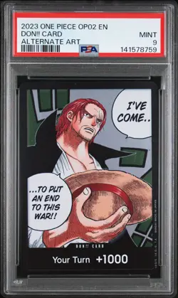 2023 ONE PIECE OP02-PARAMOUNT WAR DON!! CARD ALTERNATE ART PSA 9 MINT - Image 1