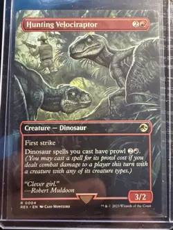 MTG Hunting Velociraptor (Borderless) #4 - Universes Beyond: Jurassic World - Image 1