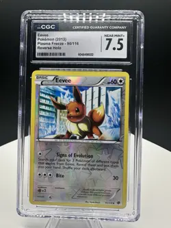 CGC 7.5 Eevee 2013 Plasma Freeze 90/116 Reverse Holo Pokemon Card - Image 1
