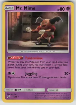MR. MIME 11/18 RARE DETECTIVE PIKACHU POKEMON HOLO NEAR MINT - Image 1