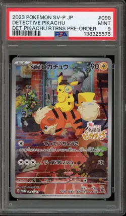 Pokemon Detective Pikachu Returns Preorder Japanese Promo 098/SV-P PSA 9 - Image 1