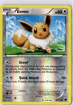 Eevee 89/116 Common Plasma Freeze Pokemon Reverse Holo Lightly Played - Image 1