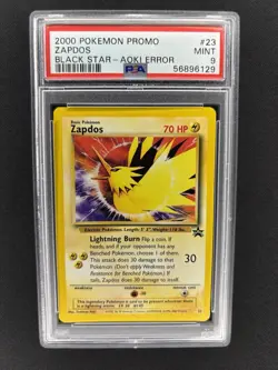 Pokemon TCG Zapdos Black Star Promo #23 Aoki Error Holo 2000 PSA 9 - Image 1