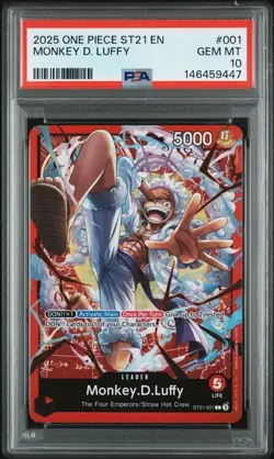 2025 One Piece Starter Deck ST21-EX GEAR 5 #001 Monkey D. Luffy PSA 10 GEM MINT - Image 1